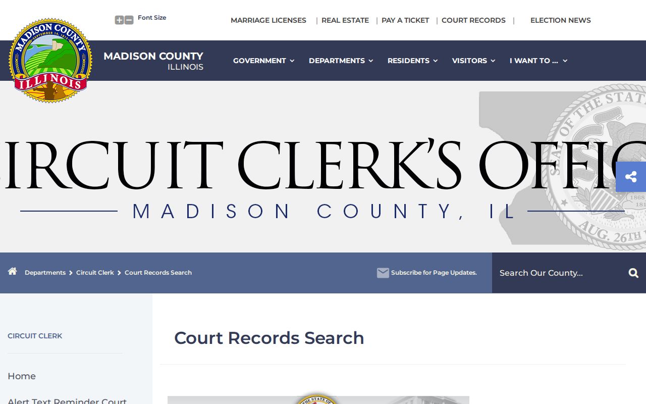 Official Madison County court records search route for Granite City names