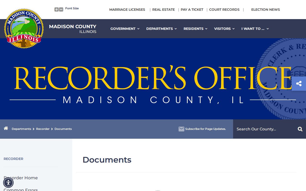 Madison County Recorder document types for Granite City addresses